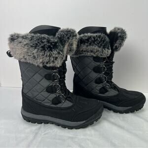 Bearpaw Gray and Black Snow Boots with Faux Fur Women’s Size 9